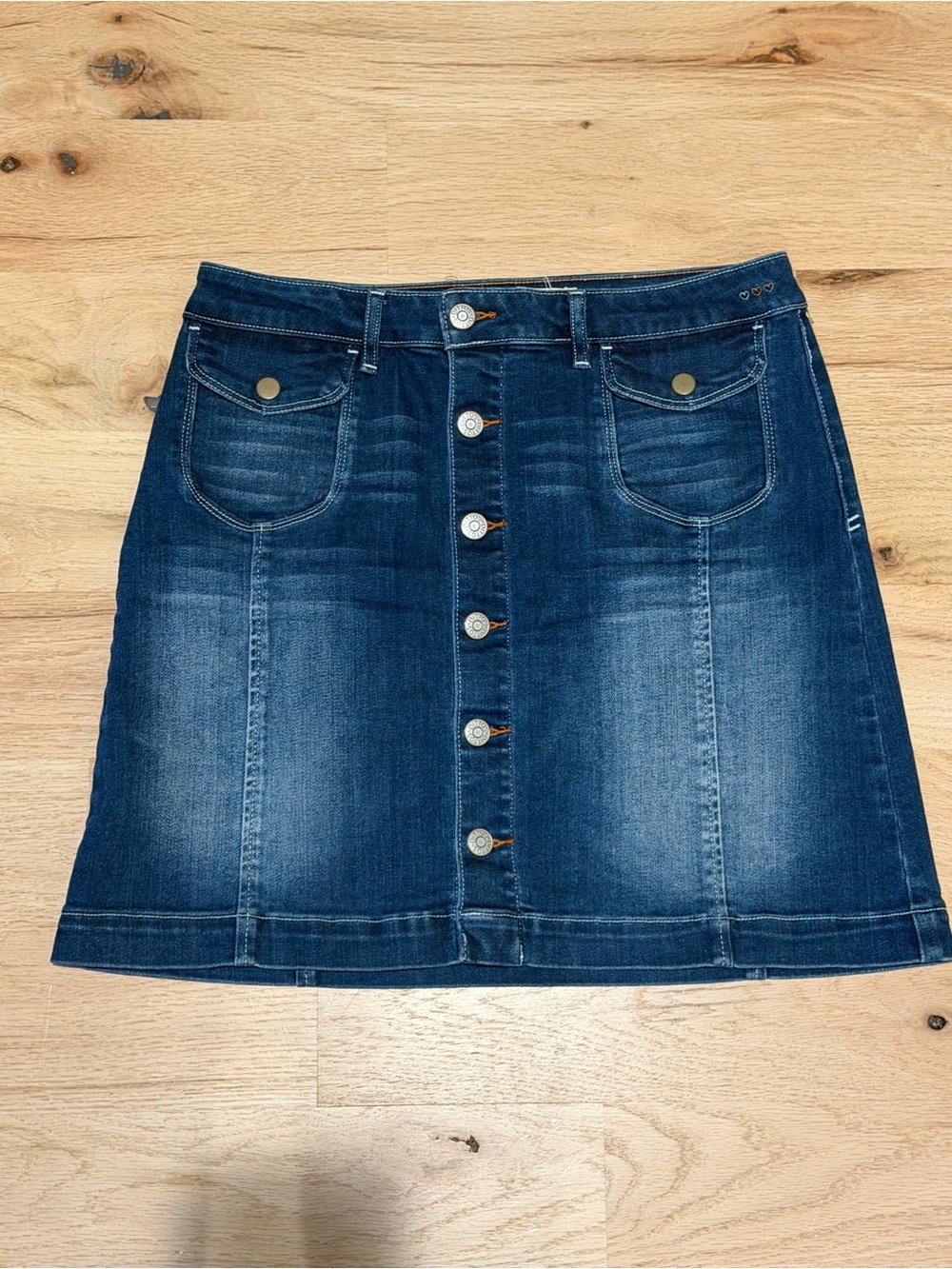 Dittos Dark Blue Denim Button-Front A-Line Skirt